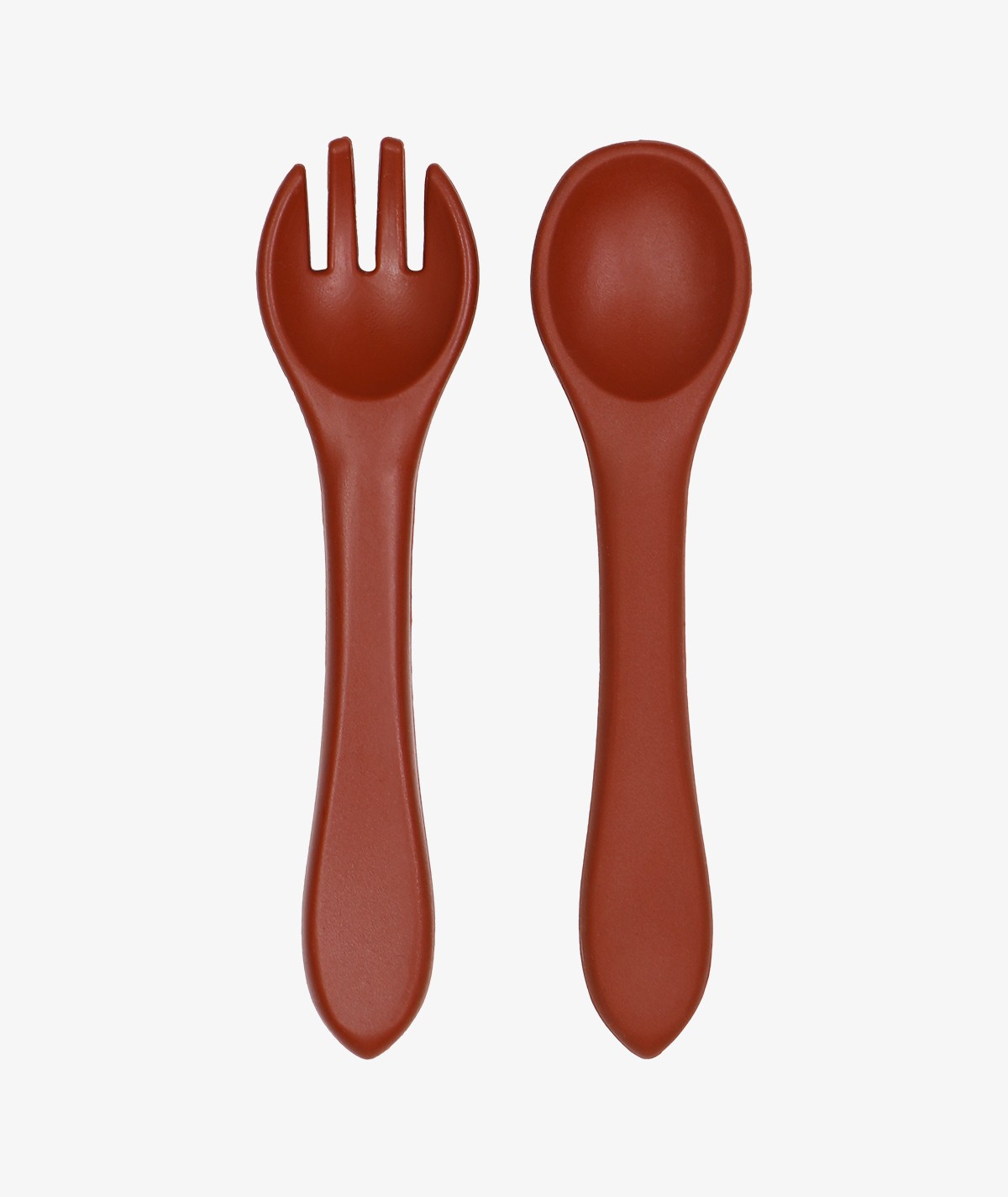 Silicone Spoon and Fork Set Dark Rust